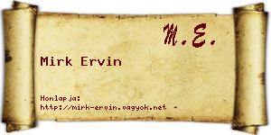 Mirk Ervin névjegykártya